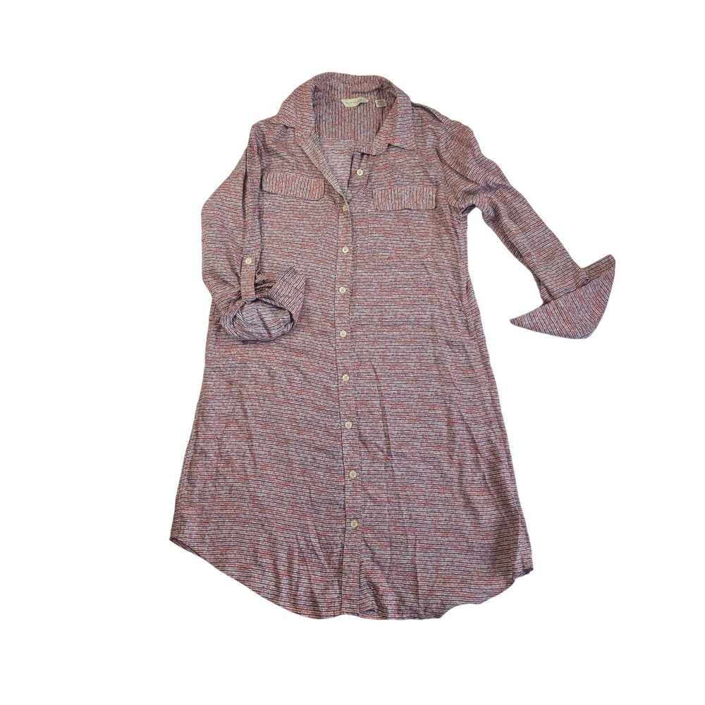 11.1.TYLHO Shirt Dress Roll-Tab Sleeve Button‎ Down Casual Medium